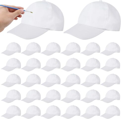 30 PCS DIY CAPS ، قبعات الطلاء البيضاء ، أغطية بوليستر قابلة للتعديل فارغة للصغار ، القبعات الرياضية في الهواء الطلق للمخيم ، أحداث المجموعة ، مشاريع الحرفية in Kuwait