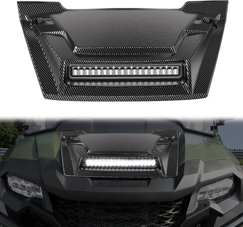 مغرفة هود مع ضوء الأضواء LED ل Honda Pioneer 700-2 700-4 14-25 ، PP Material Carbon Pattern Pattern With With With LED Auxiliary Lamp for Honda Pioneer 700 2p 4p 2014-2025 Accessories in Saudi Arabia