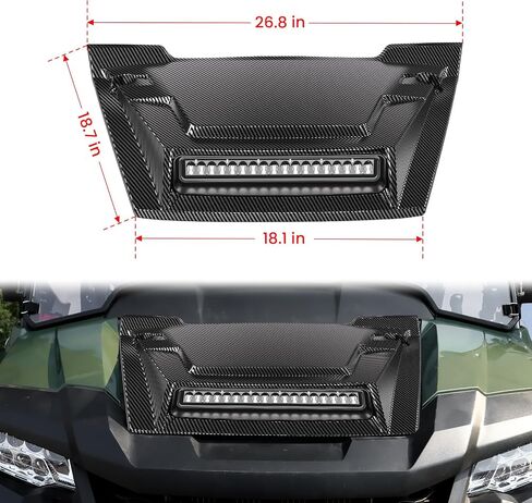 مغرفة هود مع ضوء الأضواء LED ل Honda Pioneer 700-2 700-4 14-25 ، PP Material Carbon Pattern Pattern With With With LED Auxiliary Lamp for Honda Pioneer 700 2p 4p 2014-2025 Accessories in Saudi Arabia