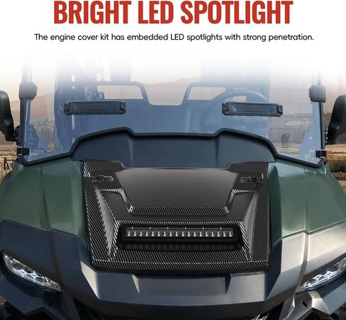 مغرفة هود مع ضوء الأضواء LED ل Honda Pioneer 700-2 700-4 14-25 ، PP Material Carbon Pattern Pattern With With With LED Auxiliary Lamp for Honda Pioneer 700 2p 4p 2014-2025 Accessories in Saudi Arabia