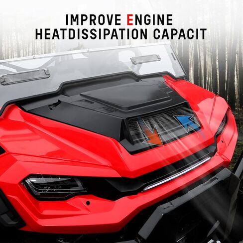 Sport Hood Scoop with Mesh for Honda Pioneer 1000 16-25, Black Front Hood Cover with Grill Vents Kit Air Flow Intake Hood Scoop for Honda Pioneer 1000-3 1000-5 1000-6 2016-2025 Accessories in Saudi Arabia
