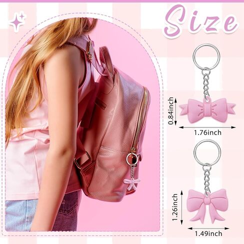 24 Pcs Pink Bow Keychains Party Favor, Coquette Birthday Party Bow Keychains, 12 Style Bachelorette Decoration Baby Shower Cute Supplies(Rose Pink) in Saudi Arabia