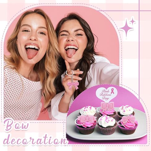 24 Pcs Pink Bow Keychains Party Favor, Coquette Birthday Party Bow Keychains, 12 Style Bachelorette Decoration Baby Shower Cute Supplies(Rose Pink) in Saudi Arabia