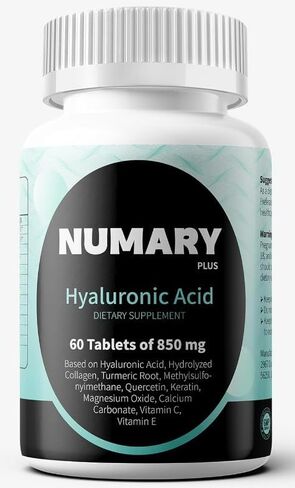 حمض الهيالورونيك 850mg مع الكولاجين المائي ، الكركم ، MSM ، فيتامين C ، 60 قرصًا ، إمدادات شهرين in Kuwait