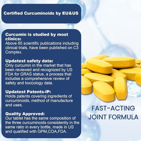 مكملات حمض الهيالورونيك ، 850 ملغ من حمض الهيالورونيك الغذائي 850 ملغ - دعم مفصل متقدم مع الكولاجين المائي ، الكركم ، غلو كوزامين ، MSM ، فيتامين C - 30 قرصًا （حزمة من 1） in Kuwait