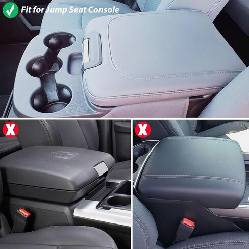 Center Console Cover Compatible with 2013-2018 Dodge Ram 1500/2500/3500 and 2013-2024 Ram 1500/2500/3500 Classic Models Accessories, Armrest Lid Leather Protective Cover(Black) in Kuwait