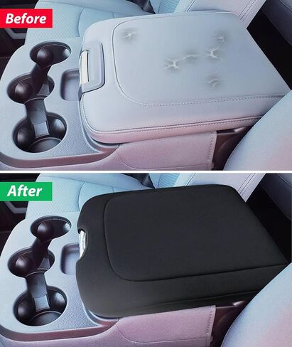 Center Console Cover Compatible with 2013-2018 Dodge Ram 1500/2500/3500 and 2013-2024 Ram 1500/2500/3500 Classic Models Accessories, Armrest Lid Leather Protective Cover(Black) in Kuwait