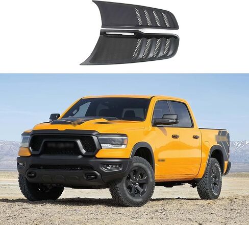 Car Accessories Fit For Dodge Ram 1500 TRX RHO Pickup Truck 2019 2020 2021 2022 2023 Front Hood Scoop Intake Vent Bonnet Cover Trim (Glossy Carbon Fiber) ABS 2PCS in Saudi Arabia
