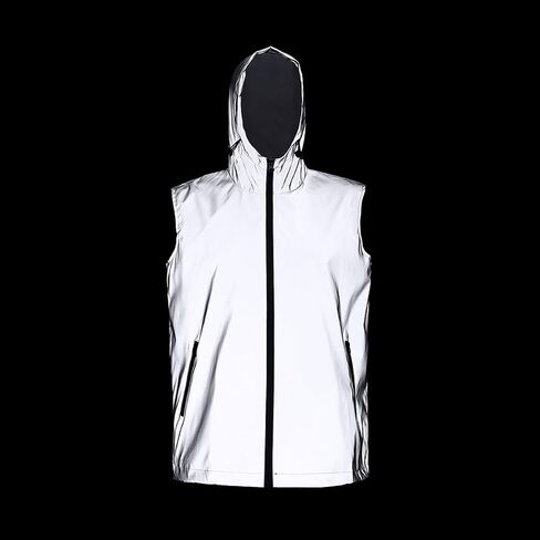 Men's Outdoor Night Running, Cycling, Hiking, Fishing Stage Couple Reflective Hooded Sleeveless Vest Jacket in Saudi Arabia