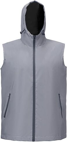 Men's Outdoor Night Running, Cycling, Hiking, Fishing Stage Couple Reflective Hooded Sleeveless Vest Jacket in Saudi Arabia