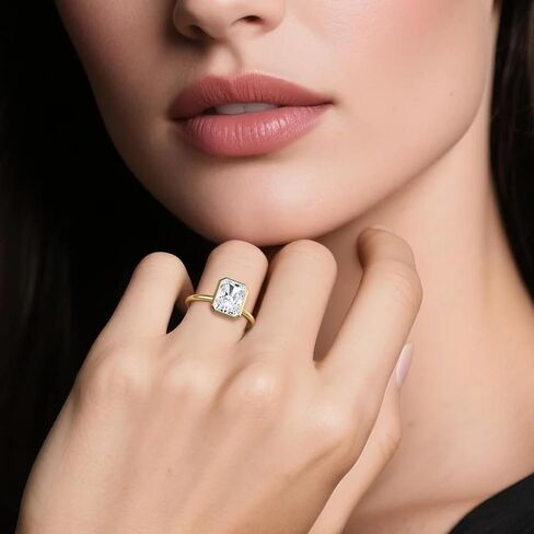 KSTYLE 14K GOLD مطلي 2CT جولة/بيضاوي/مشع قطع الخطوبة خاتم الخطوبة الوعد خاتم زواج الخواتم هدية مثالية للنساء (C Color VVS1 Clarity) in Kuwait