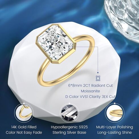 KSTYLE 14K GOLD مطلي 2CT جولة/بيضاوي/مشع قطع الخطوبة خاتم الخطوبة الوعد خاتم زواج الخواتم هدية مثالية للنساء (C Color VVS1 Clarity) in Kuwait