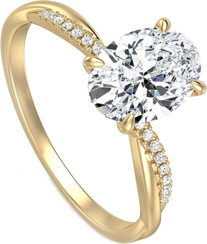KSTYLE 14K GOLD مطلي 2CT جولة/بيضاوي/مشع قطع الخطوبة خاتم الخطوبة الوعد خاتم زواج الخواتم هدية مثالية للنساء (C Color VVS1 Clarity) in Kuwait