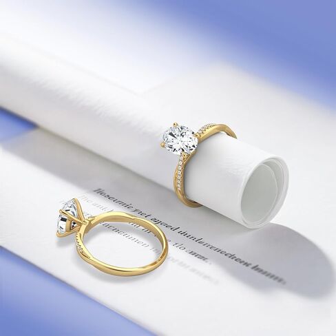 KSTYLE 14K GOLD مطلي 2CT جولة/بيضاوي/مشع قطع الخطوبة خاتم الخطوبة الوعد خاتم زواج الخواتم هدية مثالية للنساء (C Color VVS1 Clarity) in Kuwait