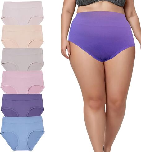 Women's Plus Size Underwear XL-5XL Panties High Waisted Briefs 6-Pack in Saudi Arabia