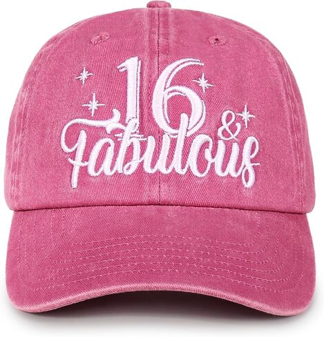 Sweet 16 Gifts Cap for Girls - Adjustable Vintage Washed Cotton Embroidered Hat，Cool & Unique Gift Idea for 16th Birthday Girl, Her, Daughter - Pink in Saudi Arabia
