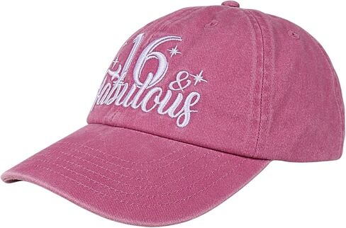 Sweet 16 Gifts Cap for Girls - Adjustable Vintage Washed Cotton Embroidered Hat，Cool & Unique Gift Idea for 16th Birthday Girl, Her, Daughter - Pink in Saudi Arabia