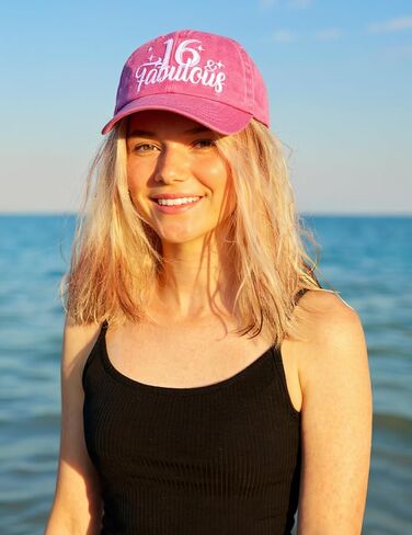 Sweet 16 Gifts Cap for Girls - Adjustable Vintage Washed Cotton Embroidered Hat，Cool & Unique Gift Idea for 16th Birthday Girl, Her, Daughter - Pink in Saudi Arabia