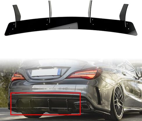 generic Shensi ABS Car Rear Spoiler Shark Fins Wing, Black Bumper Diffuser Auto Bumper Lip Diffuser for Benz CLA Class W117 C117 CLA180 CLA220 CLA250 CLA260 CLA200 CLA45 AMG Sedan 2013-2019 in Saudi Arabia