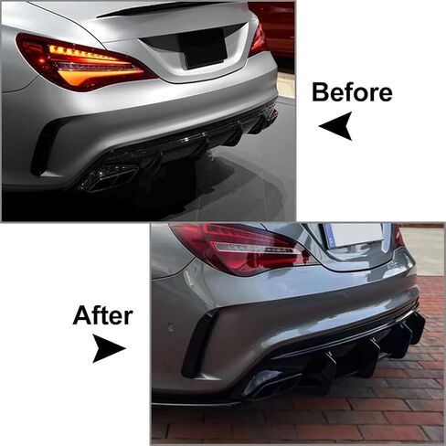 generic Shensi ABS Car Rear Spoiler Shark Fins Wing, Black Bumper Diffuser Auto Bumper Lip Diffuser for Benz CLA Class W117 C117 CLA180 CLA220 CLA250 CLA260 CLA200 CLA45 AMG Sedan 2013-2019 in Saudi Arabia