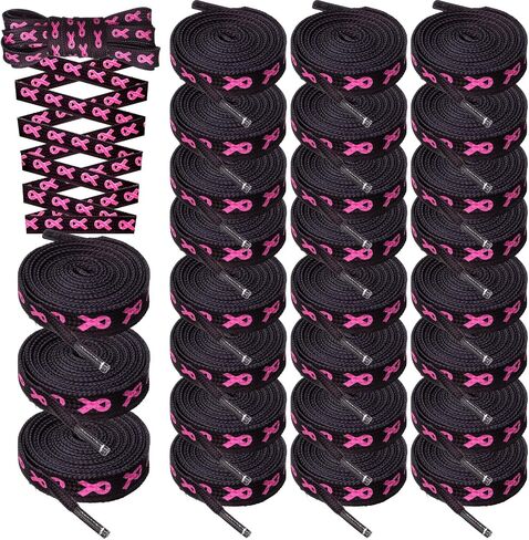 30 Pairs Pink Ribbon Shoe Laces 45'' Breast Cancer Awareness Shoelaces for Fundraising Walks Sports Football Boot in Saudi Arabia