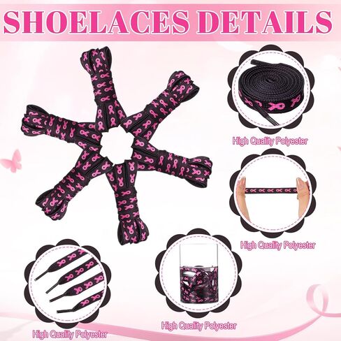 30 Pairs Pink Ribbon Shoe Laces 45'' Breast Cancer Awareness Shoelaces for Fundraising Walks Sports Football Boot in Saudi Arabia
