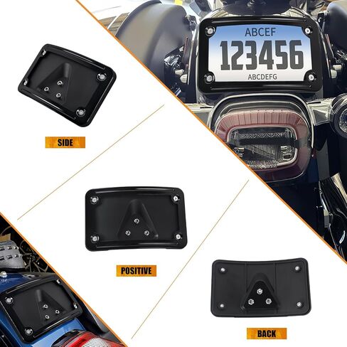 إطار لوحة ترخيص منحني منحني متوافق مع استبدال Harley 3 Hole Hole الخلفي Fender Mount لـ 3148 (Chrome) in Saudi Arabia