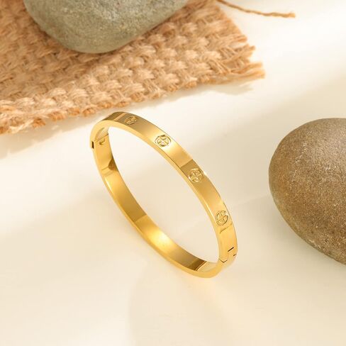 Love Bracelet Cuff 18k Gold Plated Stainless Steel Love Bracelet For Women Novelty And Mother Daughter Bracelet Jewelry Oval Bangle Witness The Of Love Wedding For Couple in Saudi Arabia