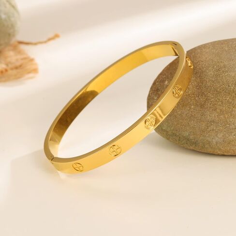 Love Bracelet Cuff 18k Gold Plated Stainless Steel Love Bracelet For Women Novelty And Mother Daughter Bracelet Jewelry Oval Bangle Witness The Of Love Wedding For Couple in Saudi Arabia