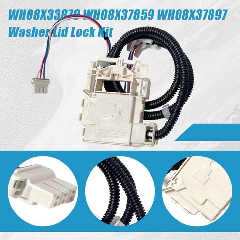 Wh08x33879 مجموعة قفل الغسالة - SPRING SPRING & IP55 مقاوم للماء ، UL معتمدة لسلسلة GE PTW600/PTW700/PTW900 ، GTW220/GTW385 ، نماذج HTW265 (يستبدل WH08X37859) in Saudi Arabia