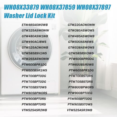 Wh08x33879 مجموعة قفل الغسالة - SPRING SPRING & IP55 مقاوم للماء ، UL معتمدة لسلسلة GE PTW600/PTW700/PTW900 ، GTW220/GTW385 ، نماذج HTW265 (يستبدل WH08X37859) in Saudi Arabia