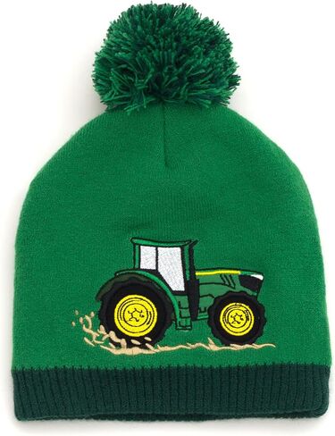 John Deere Tractor Kids Pom Pom Beanie and Mittens Cold Weather Set for Toddlers One Size in Saudi Arabia