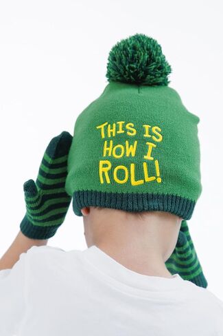 John Deere Tractor Kids Pom Pom Beanie and Mittens Cold Weather Set for Toddlers One Size in Saudi Arabia