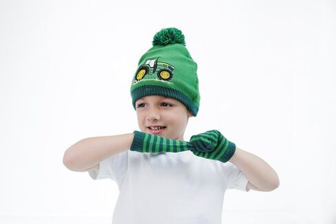 John Deere Tractor Kids Pom Pom Beanie and Mittens Cold Weather Set for Toddlers One Size in Saudi Arabia