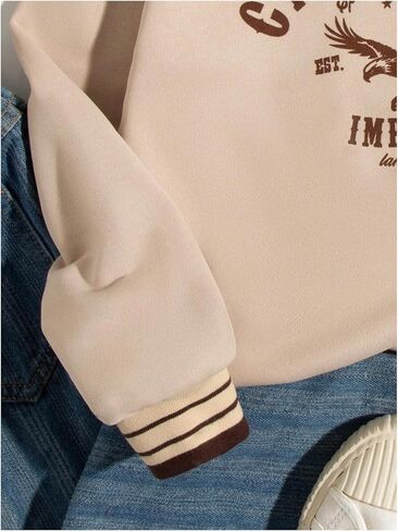 SOLY HUX Girl's Graphic Sweatshirt Letter Print V Neck Drop Shoulder Long Sleeve Preppy Casual Pullover Tops in Saudi Arabia