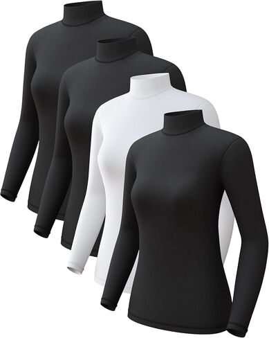 CL convallaria Turtleneck Thermal Underwear Shirts Women Fleece Lined Base Layer Tops Long Sleeve 2 4 Pack in Kuwait