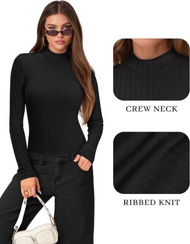 MANGOPOP Thermal Long Sleeve Shirts for Women Turtleneck Undershirts Ribbed Fitted Fleece Underwear Tops Sweatshirts in Saudi Arabia