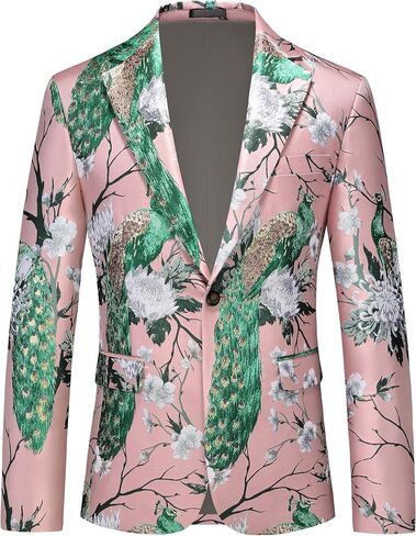 MOGU Mens Floral Blazer Paisley Suit Jacket Notched Lapel Tuxedo Men's Sport Coat for Casual Party Prom in Saudi Arabia