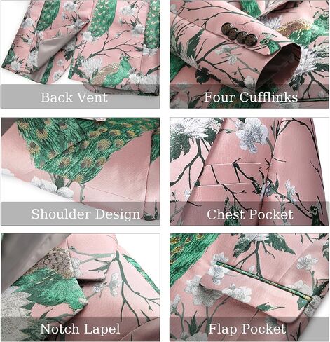 MOGU Mens Floral Blazer Paisley Suit Jacket Notched Lapel Tuxedo Men's Sport Coat for Casual Party Prom in Saudi Arabia