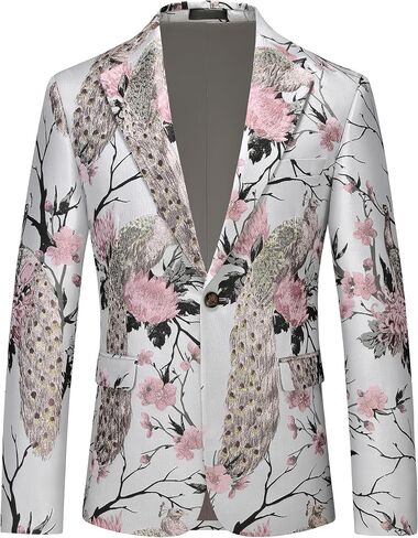 MOGU Mens Floral Blazer Paisley Suit Jacket Notched Lapel Tuxedo Men's Sport Coat for Casual Party Prom in Saudi Arabia