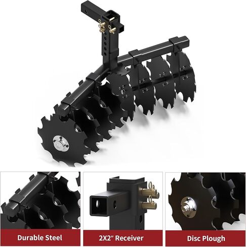 YITAMOTOR 32" Cut Width Disc Plow Harrow with Universal 2" Receiver Mount for ATV/UTV, Black in Saudi Arabia
