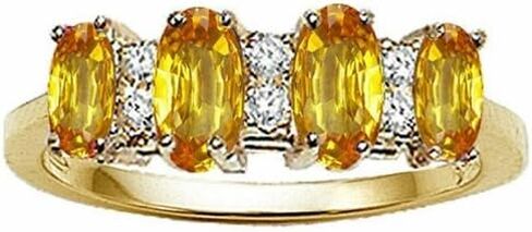 Tommaso Design Oval 5x3mm Genuine 4 Stone Citrine Ring 14kt Gold in Saudi Arabia