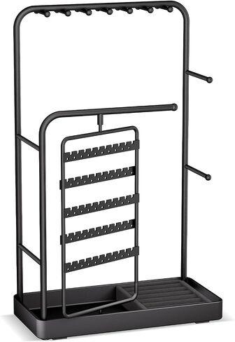 Lolalet Jewelry Stand Organizer, Room Dorm Decor Display Storage with Rotating Earring Holder Hanger and Removable Ring Tray for Necklace Bracelet Bangles Watches Studs -Gold in Saudi Arabia