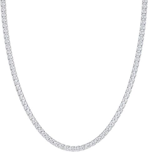 IGI Certified 5.00-10.00 قيراط مختبر نما الماس قلادة تنس للنساء 14K الذهب الأبيض الشق شق التعبئة والتغليف (E-F ، وضوح VS1-VS2) (18 بوصة) in Kuwait