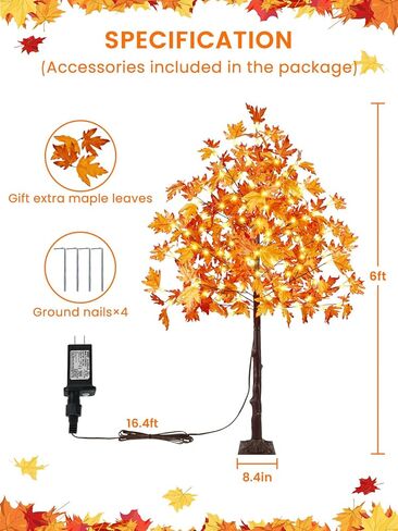 2pack 4ft 100led شجرة القيقب الاصطناعية المضاءة ، ديكور السقوط للمنزل ، شجرة القيقب مع وظيفة مؤقتة زخارف السقوط دافئ الضوء الأبيض للداخل في الهواء الطلق حصاد عيد الشكر in Kuwait