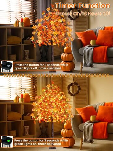 2pack 4ft 100led شجرة القيقب الاصطناعية المضاءة ، ديكور السقوط للمنزل ، شجرة القيقب مع وظيفة مؤقتة زخارف السقوط دافئ الضوء الأبيض للداخل في الهواء الطلق حصاد عيد الشكر in Kuwait