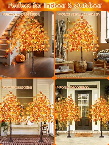 2pack 4ft 100led شجرة القيقب الاصطناعية المضاءة ، ديكور السقوط للمنزل ، شجرة القيقب مع وظيفة مؤقتة زخارف السقوط دافئ الضوء الأبيض للداخل في الهواء الطلق حصاد عيد الشكر in Kuwait