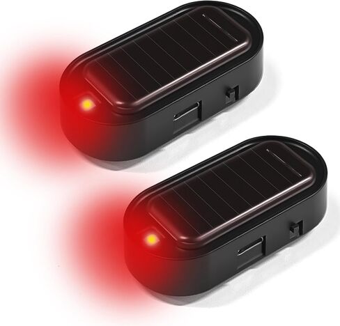 2PCS Car Solar Power Simulated Dummy Alarm, Car Alarm System, Auto Warning Interior Safety Lamp with USB Charger Port, Anti-Theft LED Flashing Security Light Fake Lamp Fit for Most Cars (Red) in Saudi Arabia