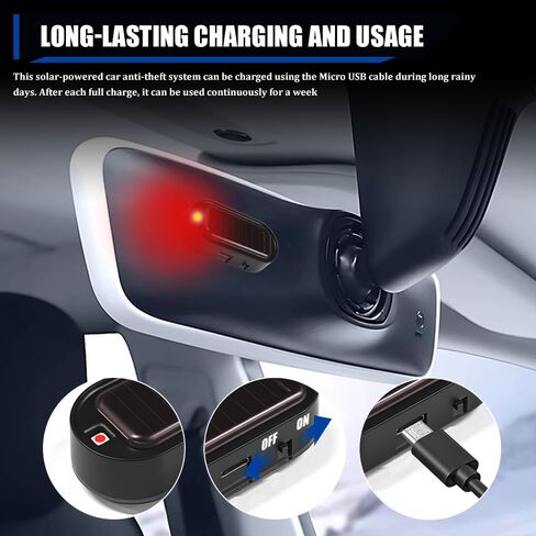 2PCS Car Solar Power Simulated Dummy Alarm, Car Alarm System, Auto Warning Interior Safety Lamp with USB Charger Port, Anti-Theft LED Flashing Security Light Fake Lamp Fit for Most Cars (Red) in Saudi Arabia