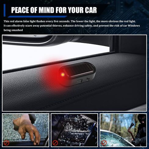 2PCS Car Solar Power Simulated Dummy Alarm, Car Alarm System, Auto Warning Interior Safety Lamp with USB Charger Port, Anti-Theft LED Flashing Security Light Fake Lamp Fit for Most Cars (Red) in Saudi Arabia